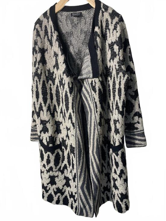 Lucky Brand Sweaters - Lucky Brand Long Cardigan Womens Sweater Size 1X Boho Black Gray Western Boho